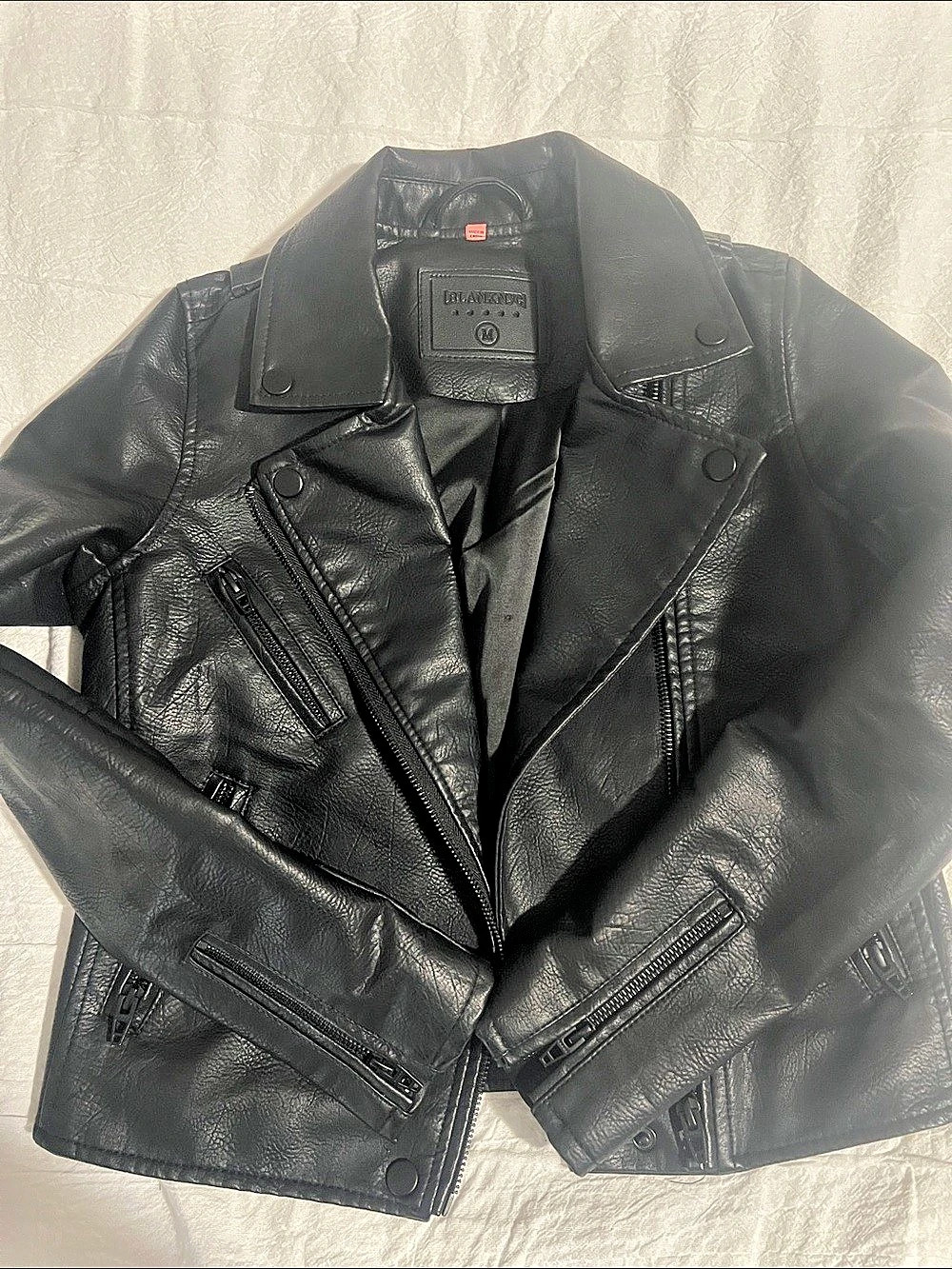 BLANKNYC Black Faux Leather Moto Biker Jacket Women’s Medium M Zip